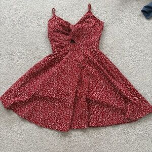 Elegant Red Floral Dress